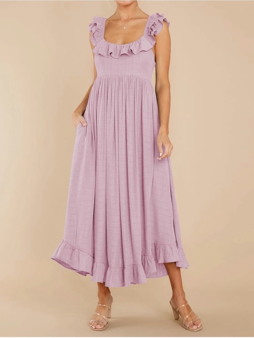 Ruffled Scoop Neck Maxi Dress
